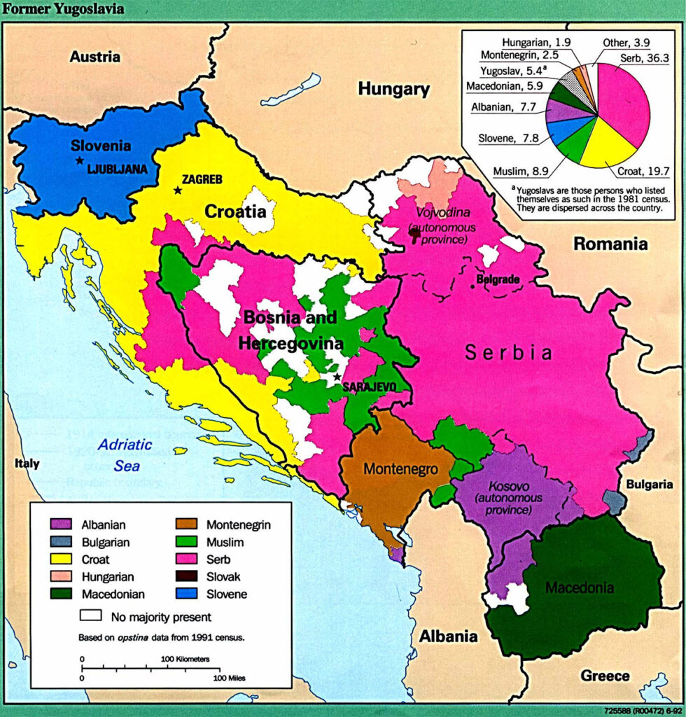 Yugoslavia ethnic map, 1991