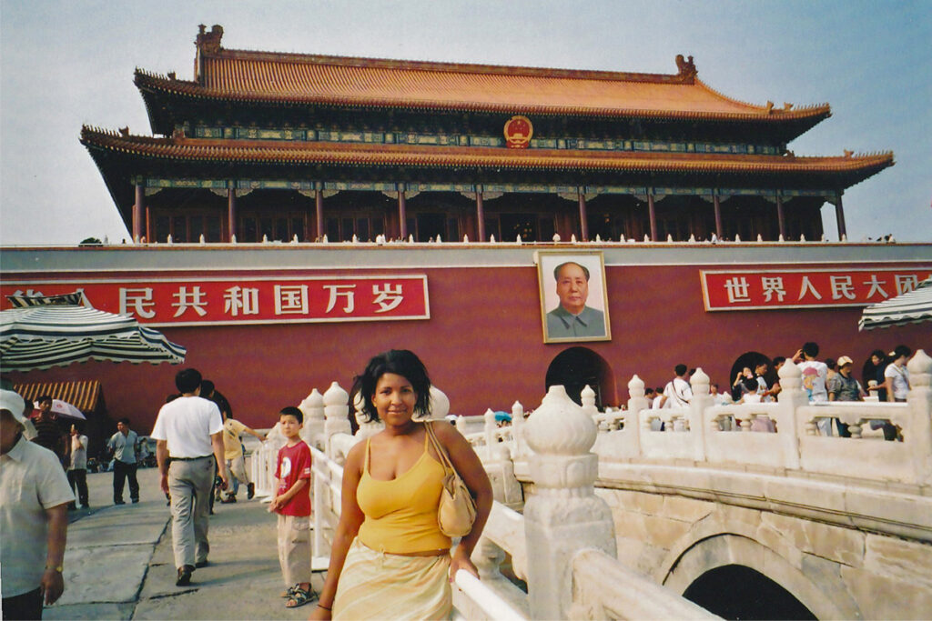 Monica sightseeing at the Forbidden City, Beijing