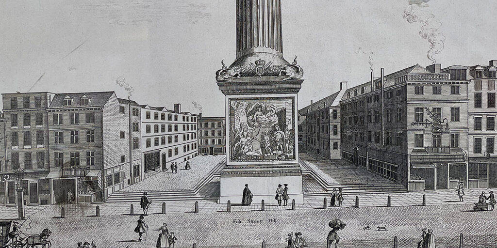 old photo of the monument to the great fire of london