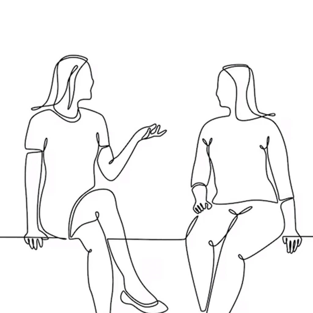 two women talking